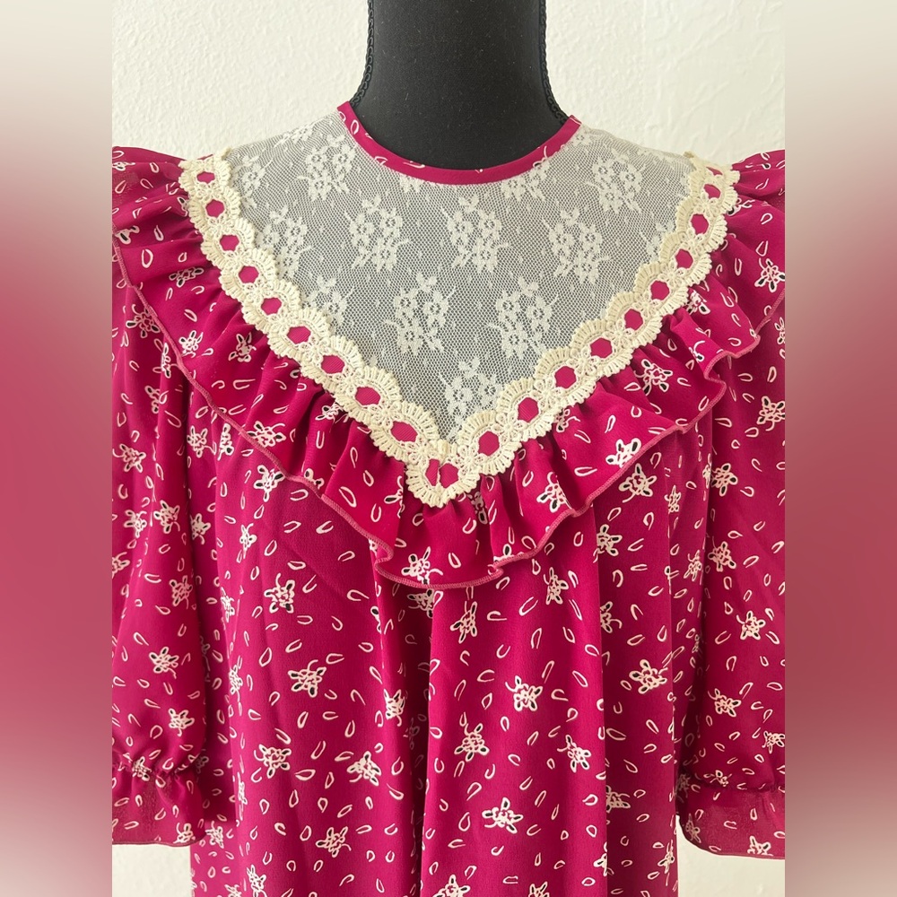Vintage 70s liberty house naturally petite lace front floral maxi Hawaiian dress - Picture 7 of 9